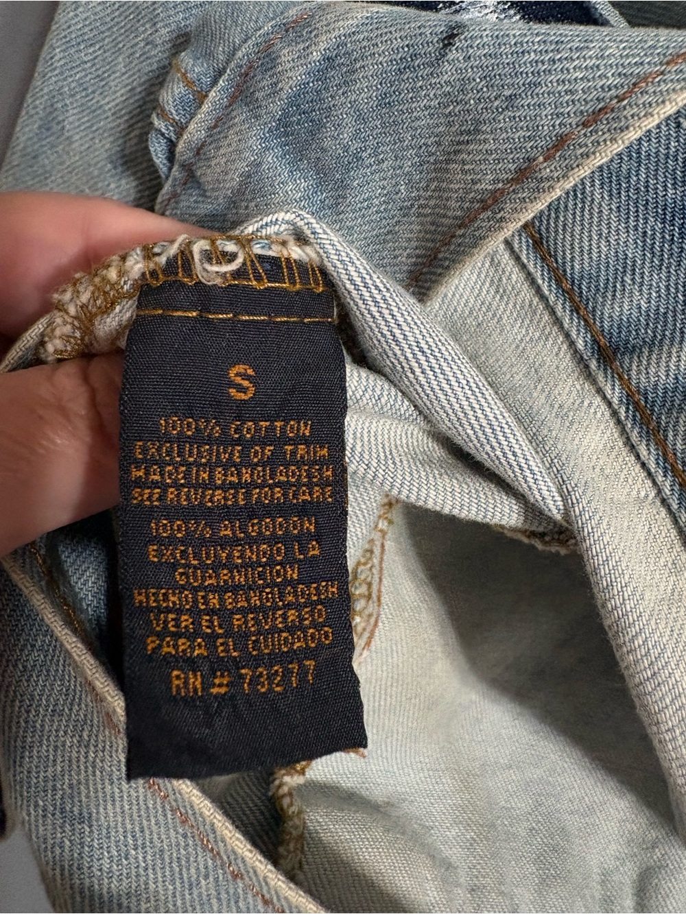 Sonoma Denim Jacket Hand Painted Crane Art Back Distressed Wash Size Small - Picture 3 of 7